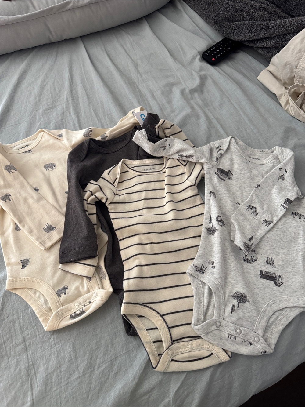 Carter's Neutral Striped & Animal Print Long-Sleeve Baby One-Piece (4-Pack)